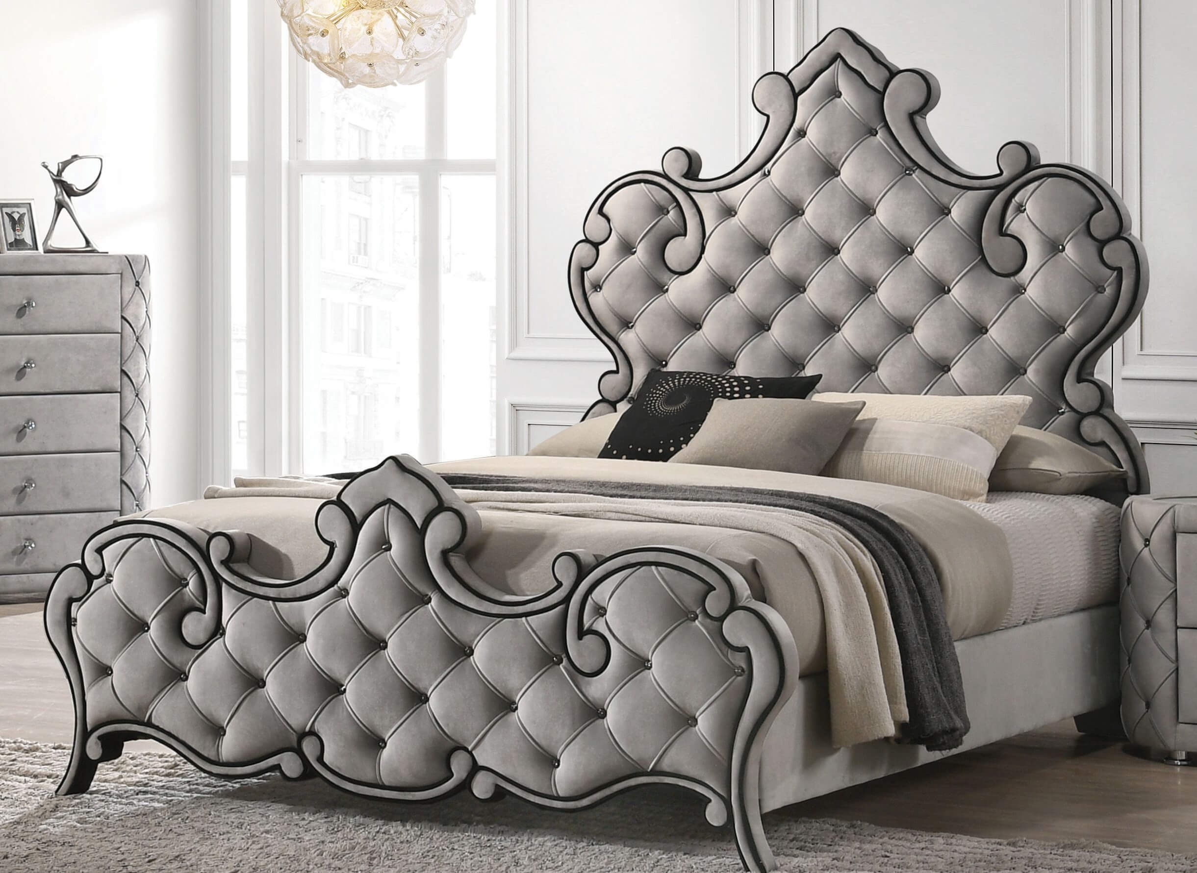 Perine Fabric/Wood Tufted Panel Bed