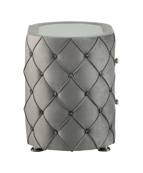 Perine Nightstand, Gray Velvet Nightstand