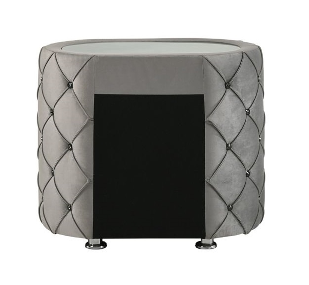 Acme Furniture Perine Nightstand in Gray Velvet