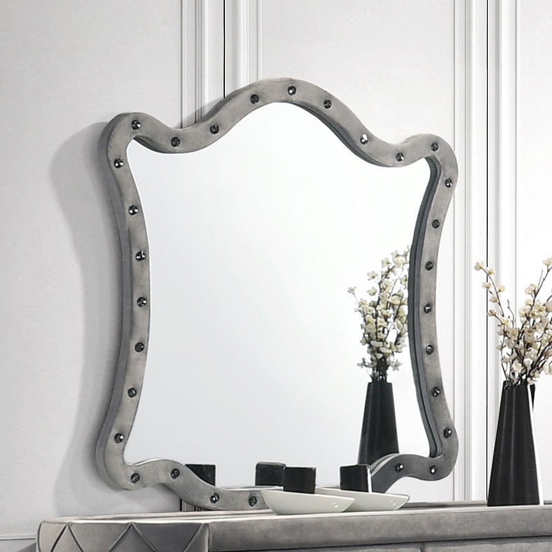 Perine Fabric/Wood Tufted Mirror