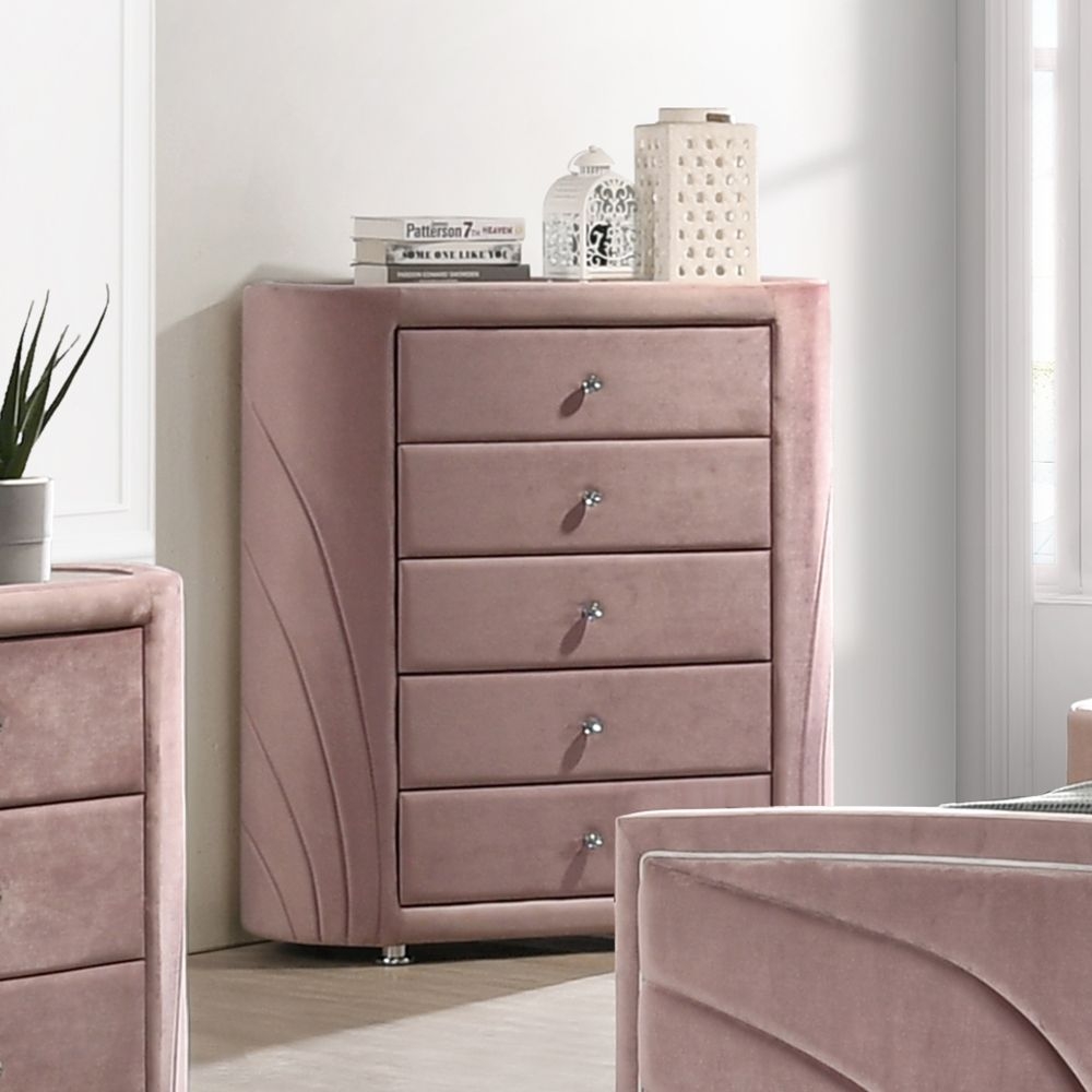 Salonia Velvet Chest w/5 Drawers