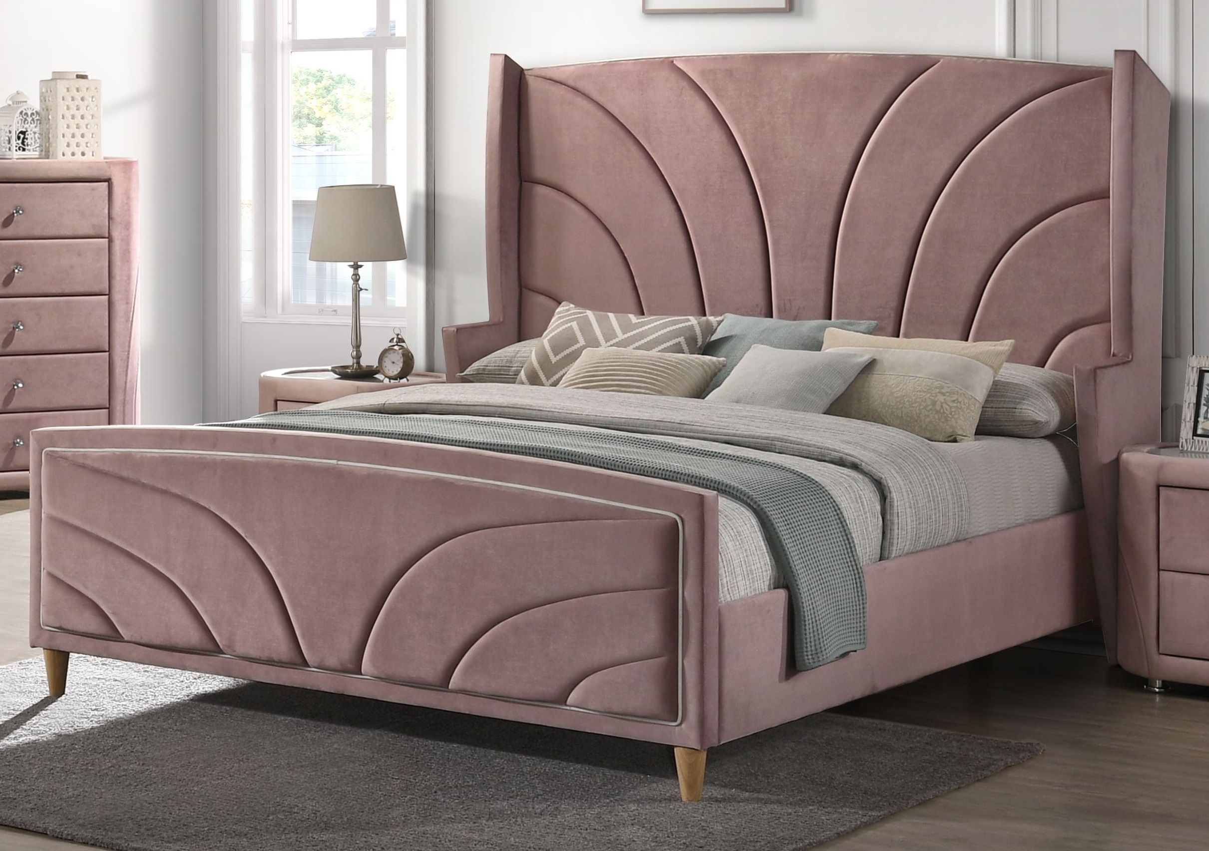 Salonia Velvet Panel Bed