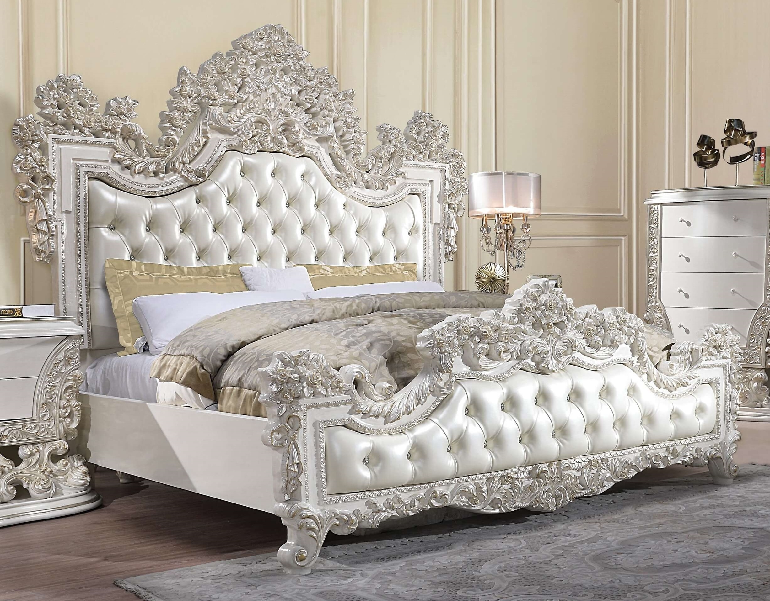 Adara PU/Wood Tufted Panel Bedroom Set