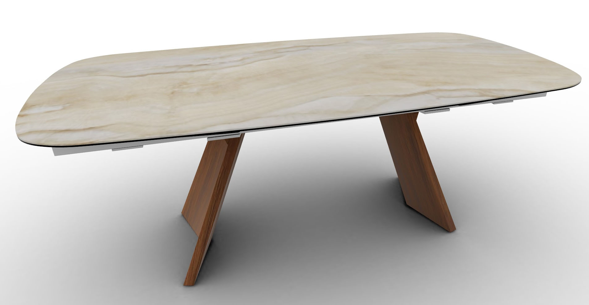 Icaro W78.7"-97.6"-116.5" Ceramic/Wood Customizable Extendable Elliptical Dining Table