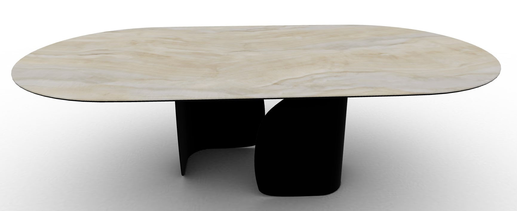 Twins W98.4-inch Ceramic/Metal Customizable Oval Dining Table