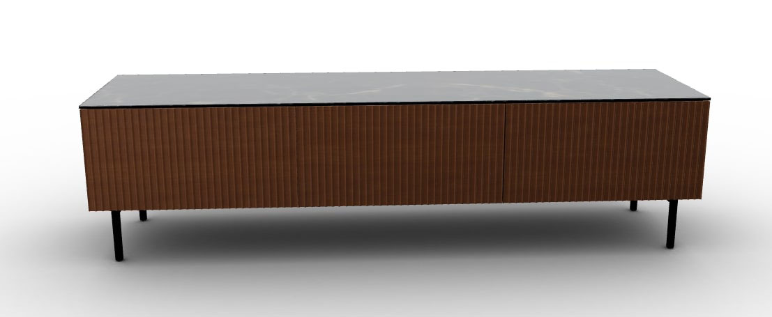Universal Ceramic/Wood Customizable TV Stand w/2 Doors & Drop-Down Door & Metal Feet