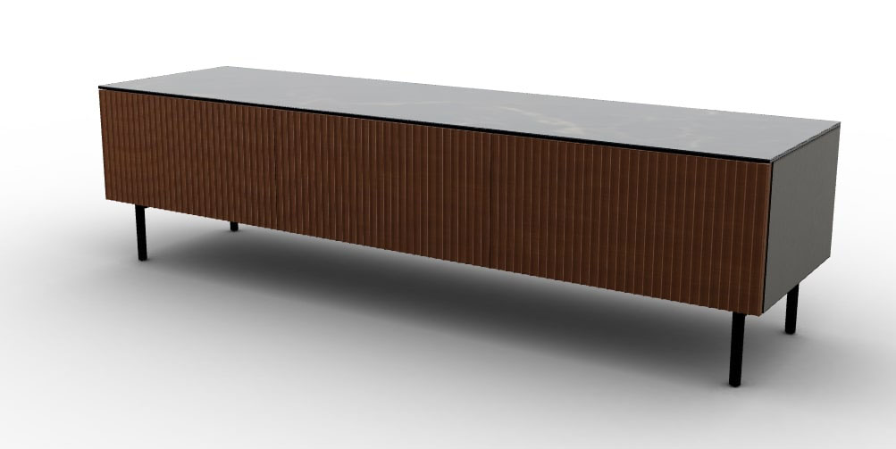 Universal Ceramic/Wood Customizable TV Stand w/2 Doors & Drop-Down Door & Metal Feet