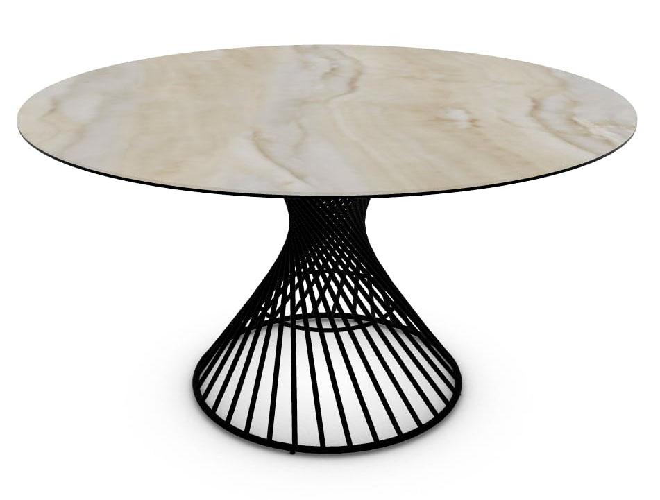 Vortex W47.2-inch Ceramic/Metal Customizable Round Dining Table