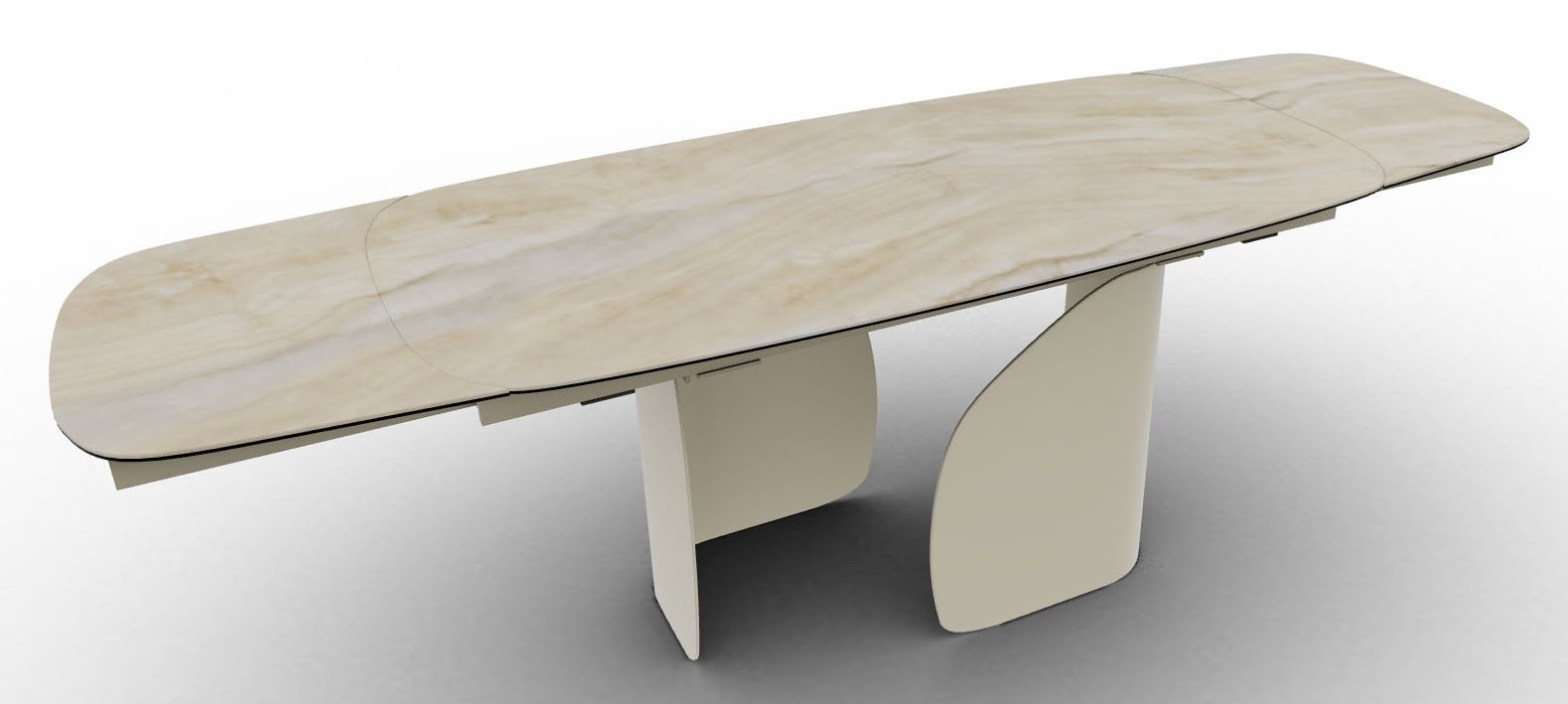 Twins W64.9"-79.9"-94.8" Ceramic/Metal Customizable Extendable Elliptical Dining Table