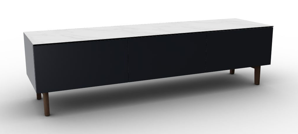 Universal Ceramic/Wood Customizable TV Stand w/2 Doors & Drop-Down Door & Wooden Feet