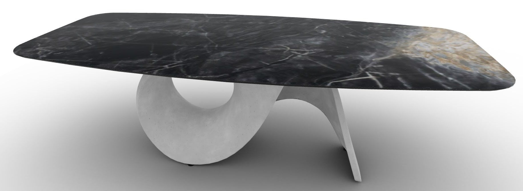 Seashell W98.4-inch Ceramic/Cement Customizable Elliptical Dining Table