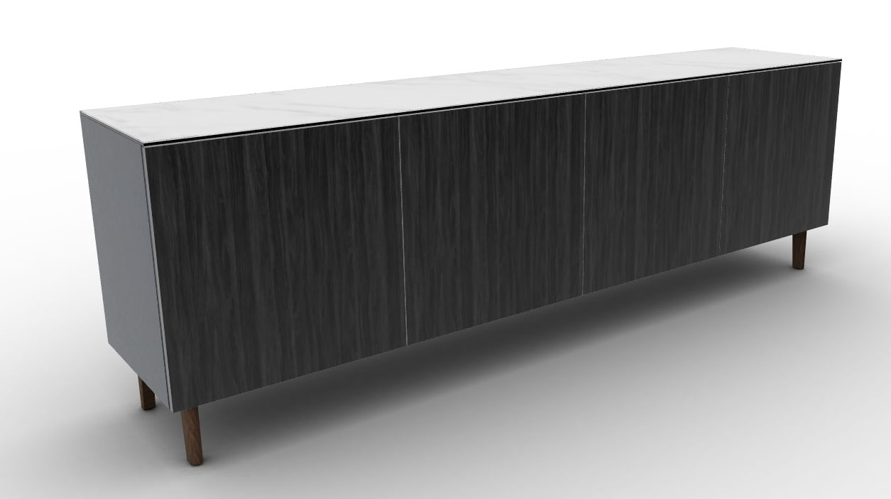 Universal Ceramic/Wood/Glass Customizable Sideboard w/4 Doors & Wooden Feet