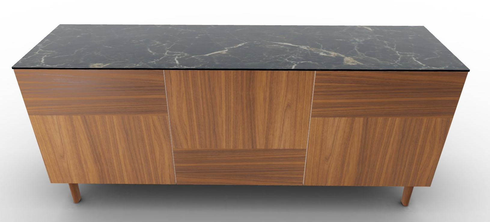 Universal Ceramic/Wood/Glass Customizable Sideboard w/3 Doors & Wooden Feet