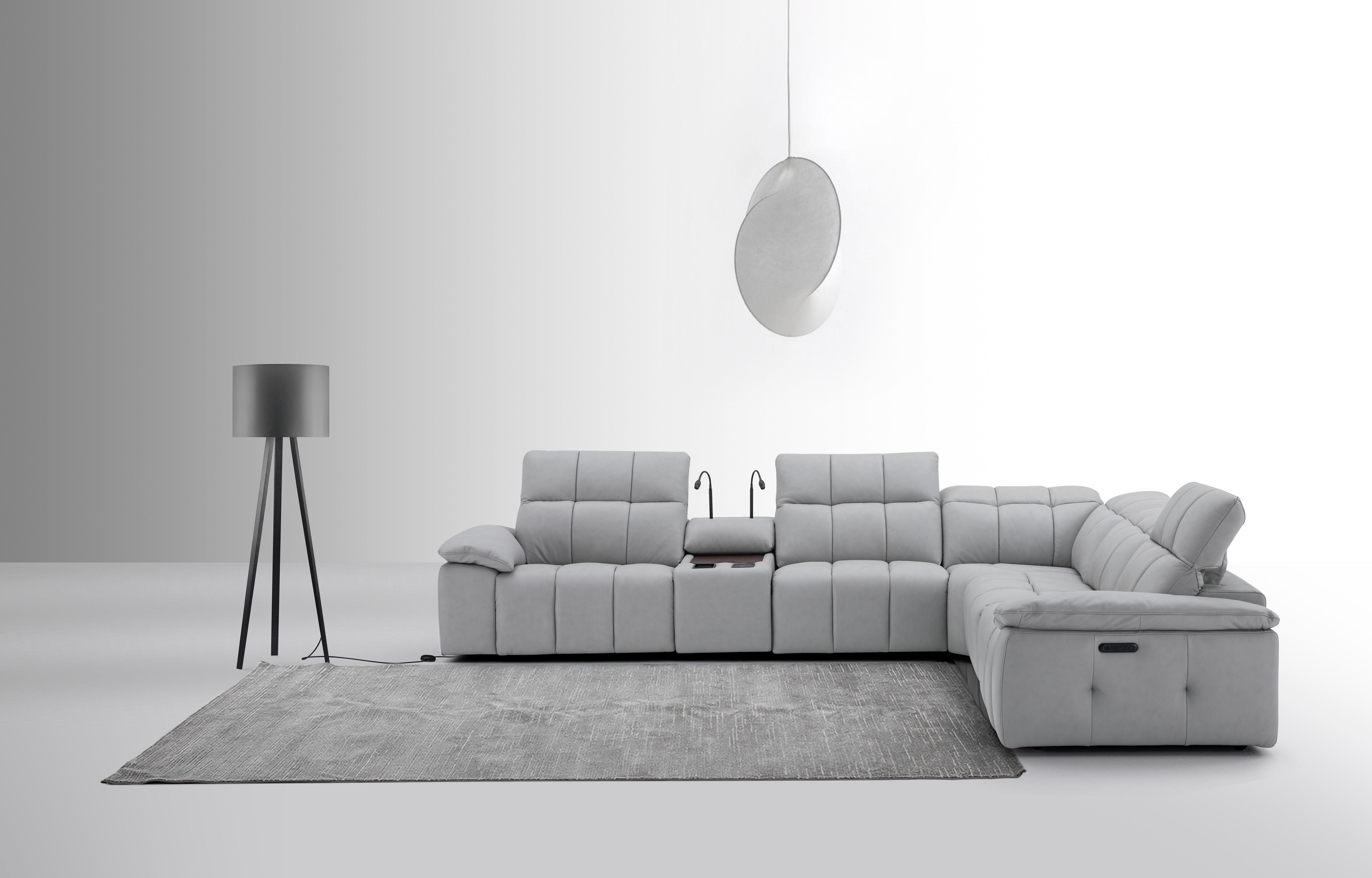 J&M Furniture - Beaumont Light Gray Leather Sectional