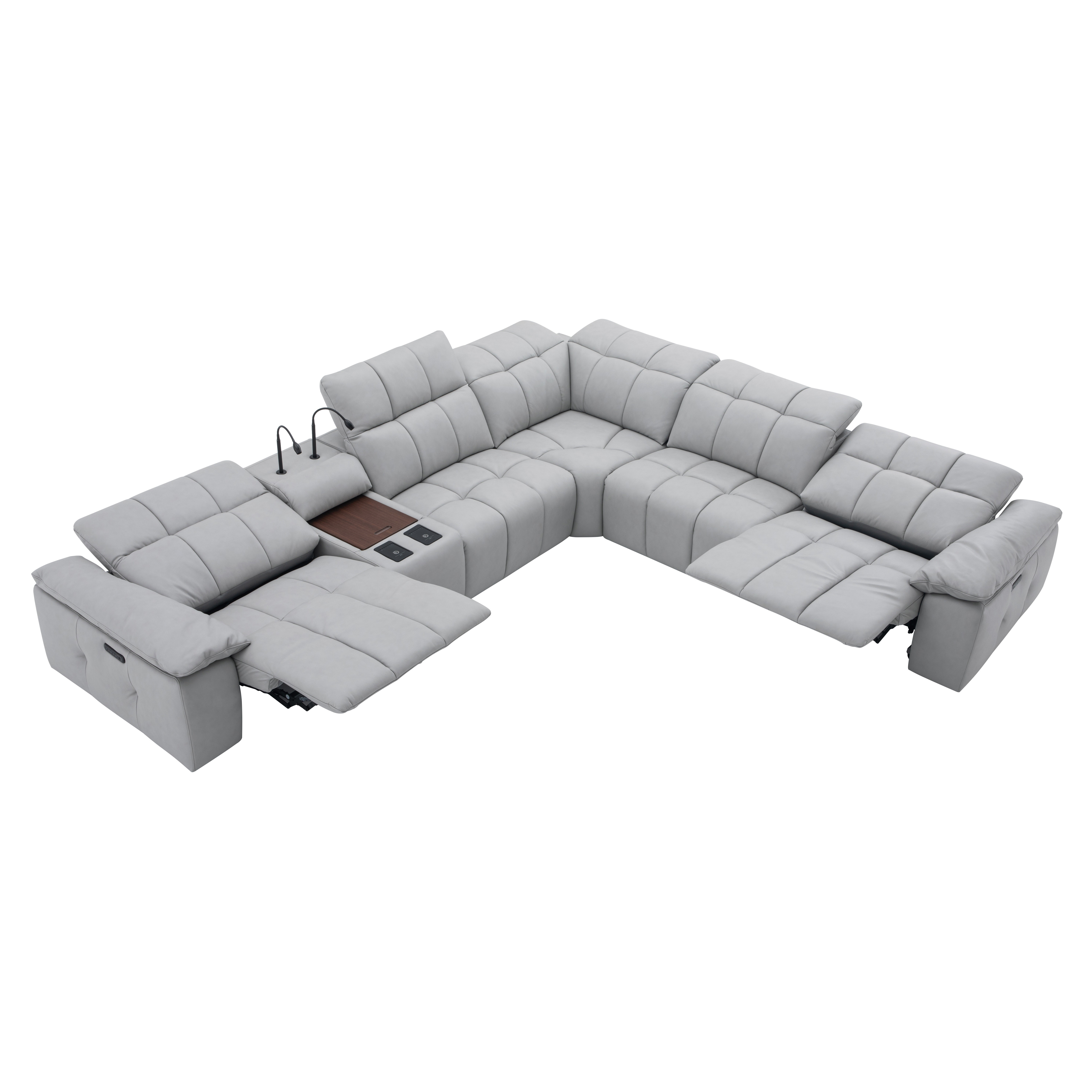 Beaumont Light Gray Leather Sectional
