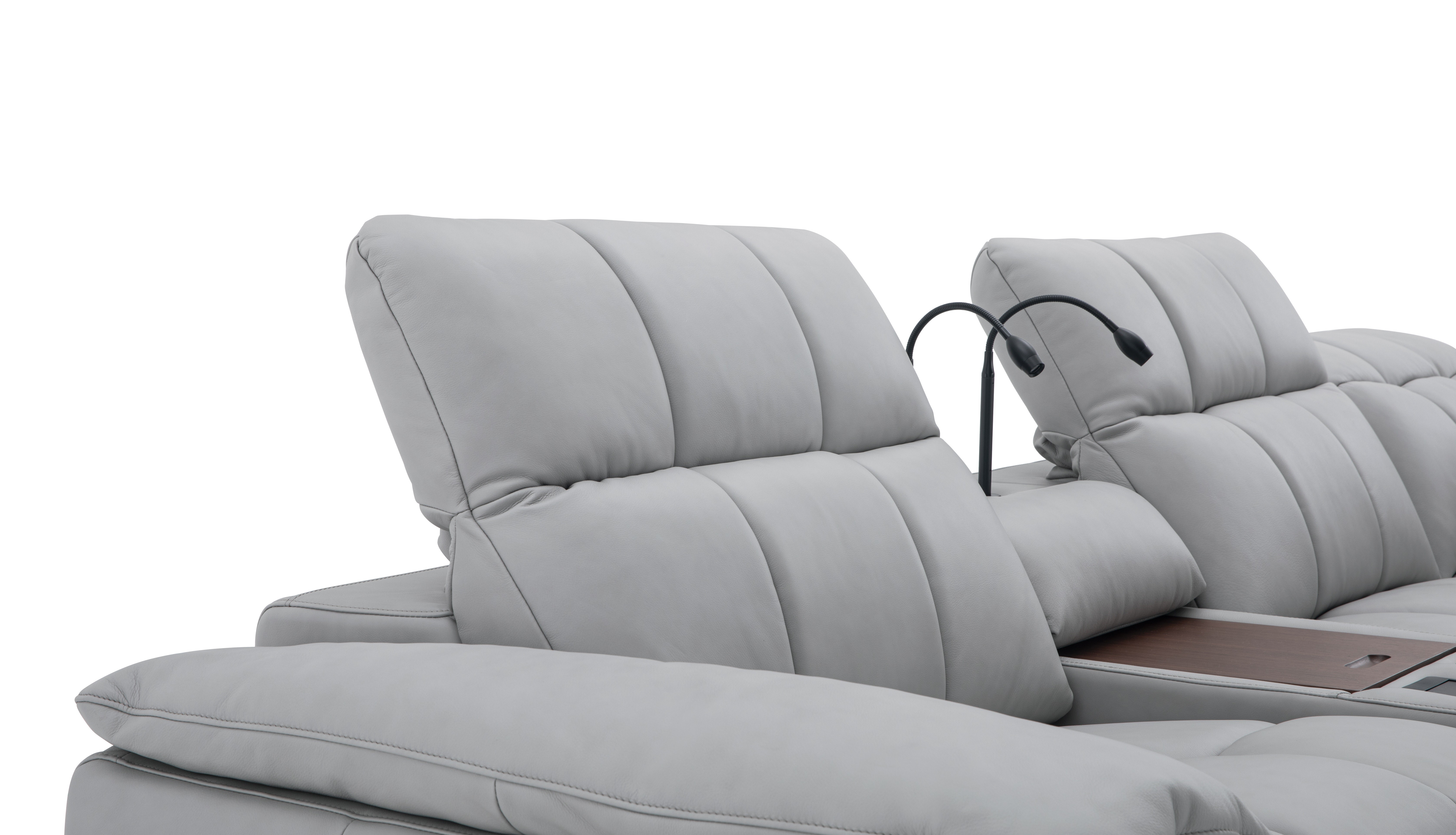J&M Furniture - Beaumont Light Gray Leather Sectional