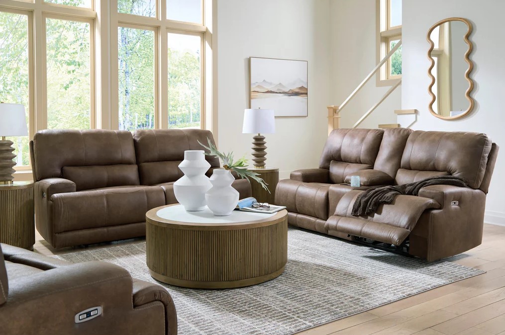 Beckley Place Faux Leather Power Reclining Living Set
