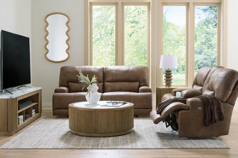 Beckley Place Faux Leather Power Reclining Living Set