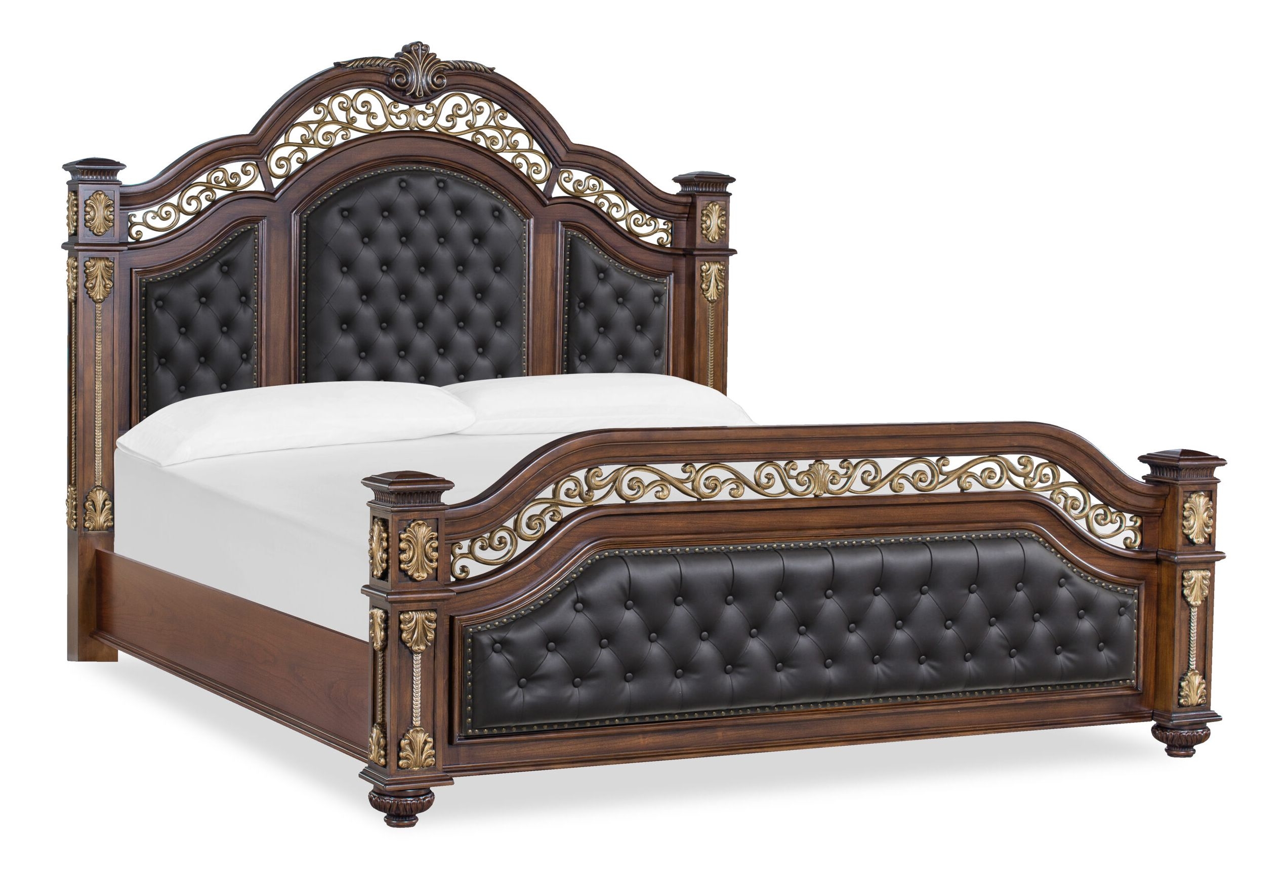 Marya Bedroom Set with Faux Leather Upholstered Headboard & Footboard