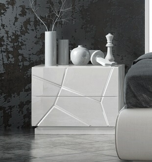 Kiu Eco Leather/Wood Veneer Bedroom Set with Lighting