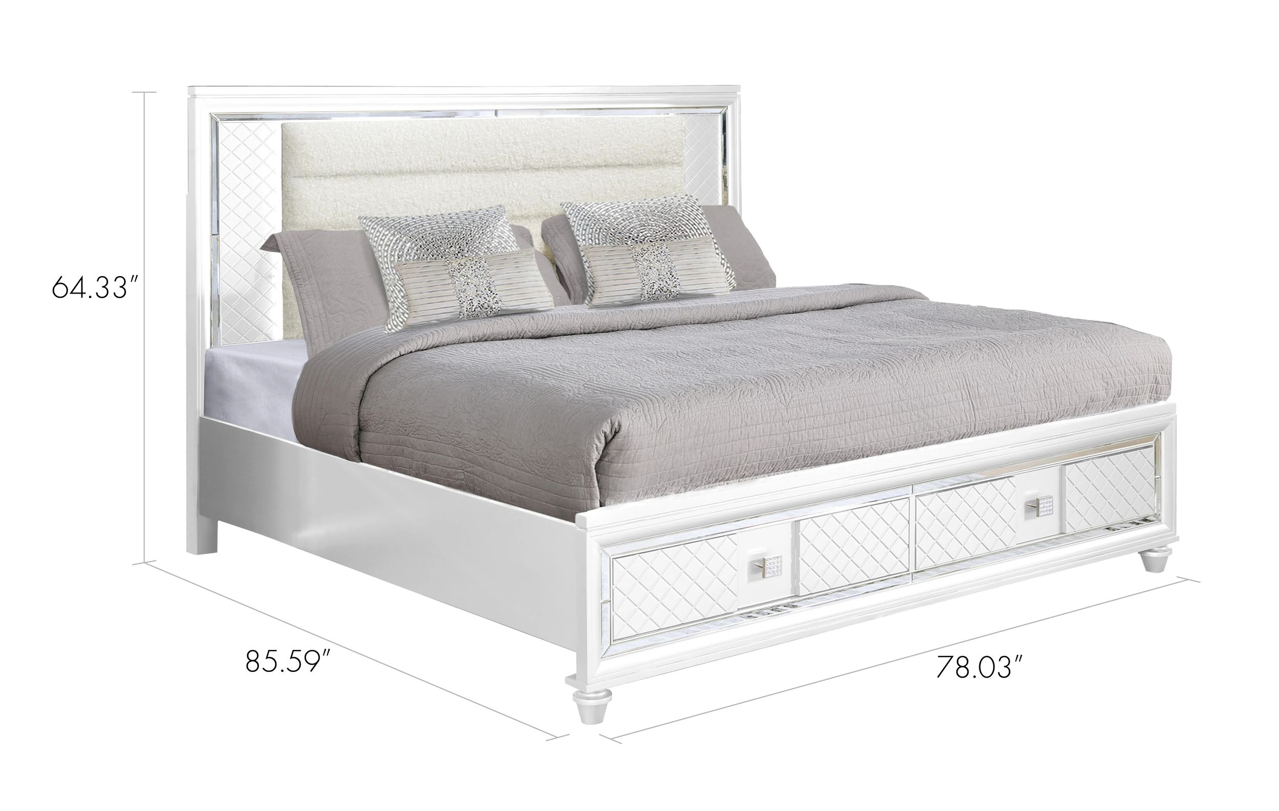 SM Carlyle Fabric/Wood Panel Storage Bed w/LED Light, King Size