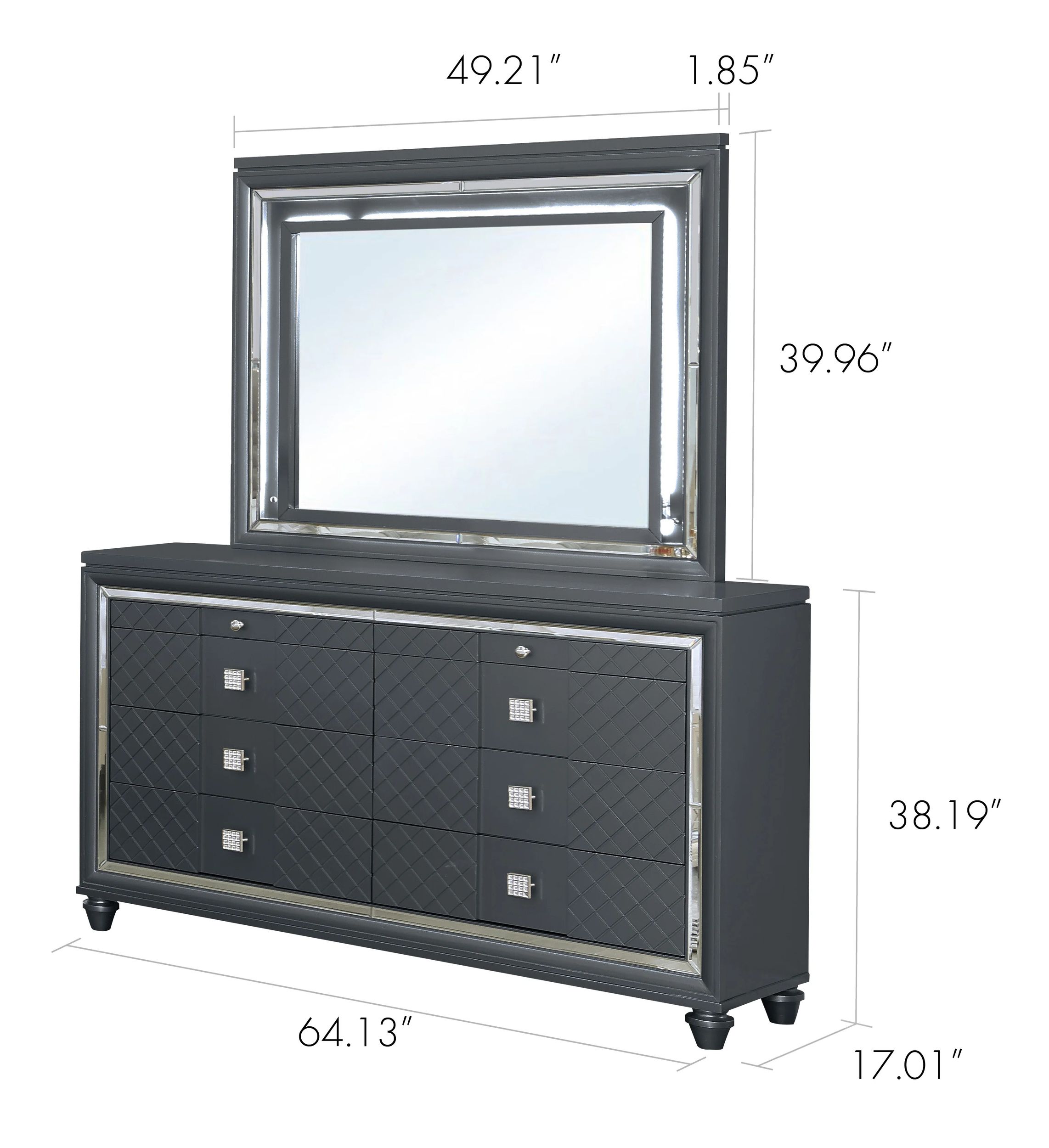 SM Carlyle Fabric/Wood Panel Storage Bedroom Set w/LED Light