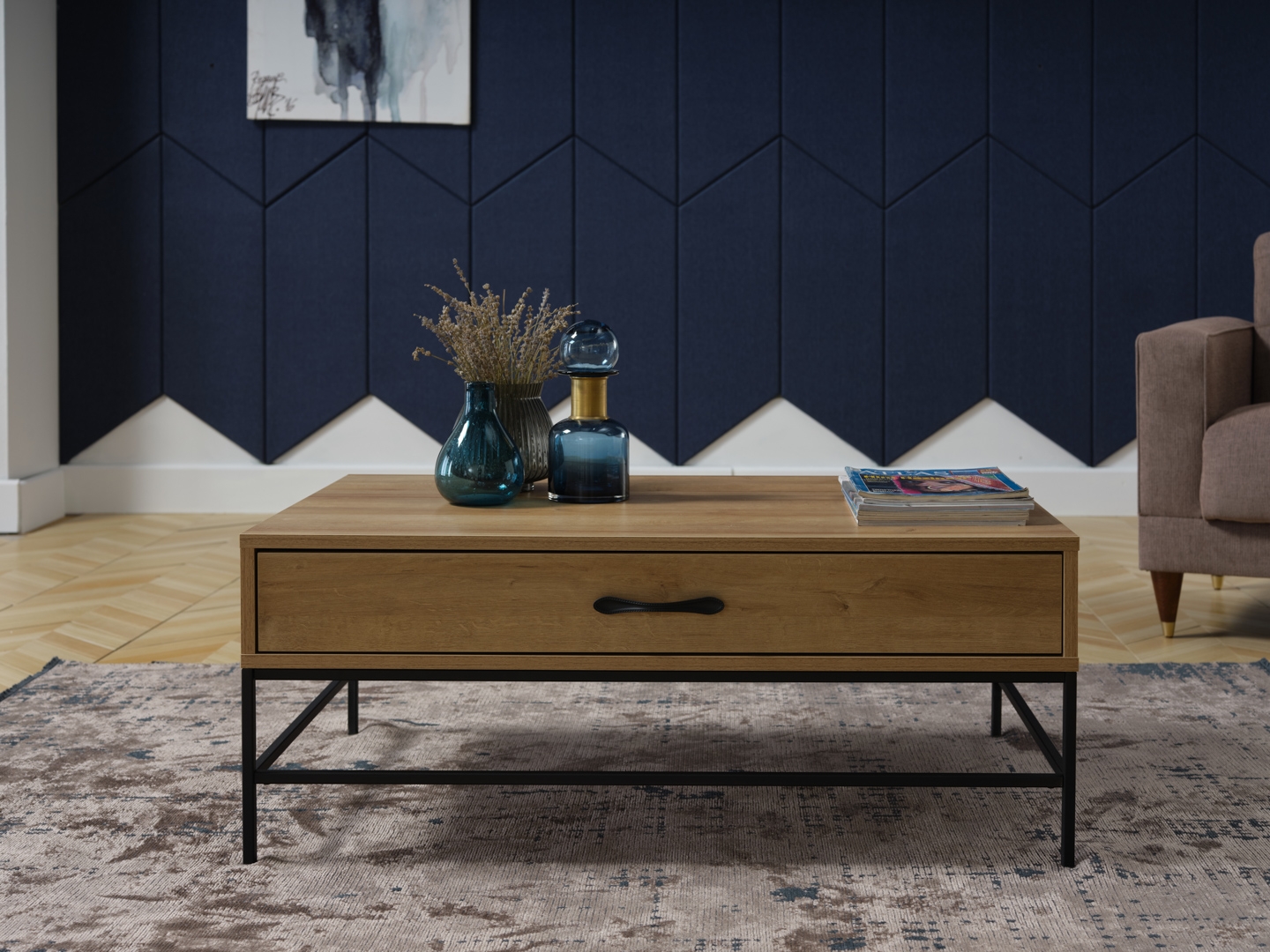 Drift Wood/Metal Rectangular Coffee Table