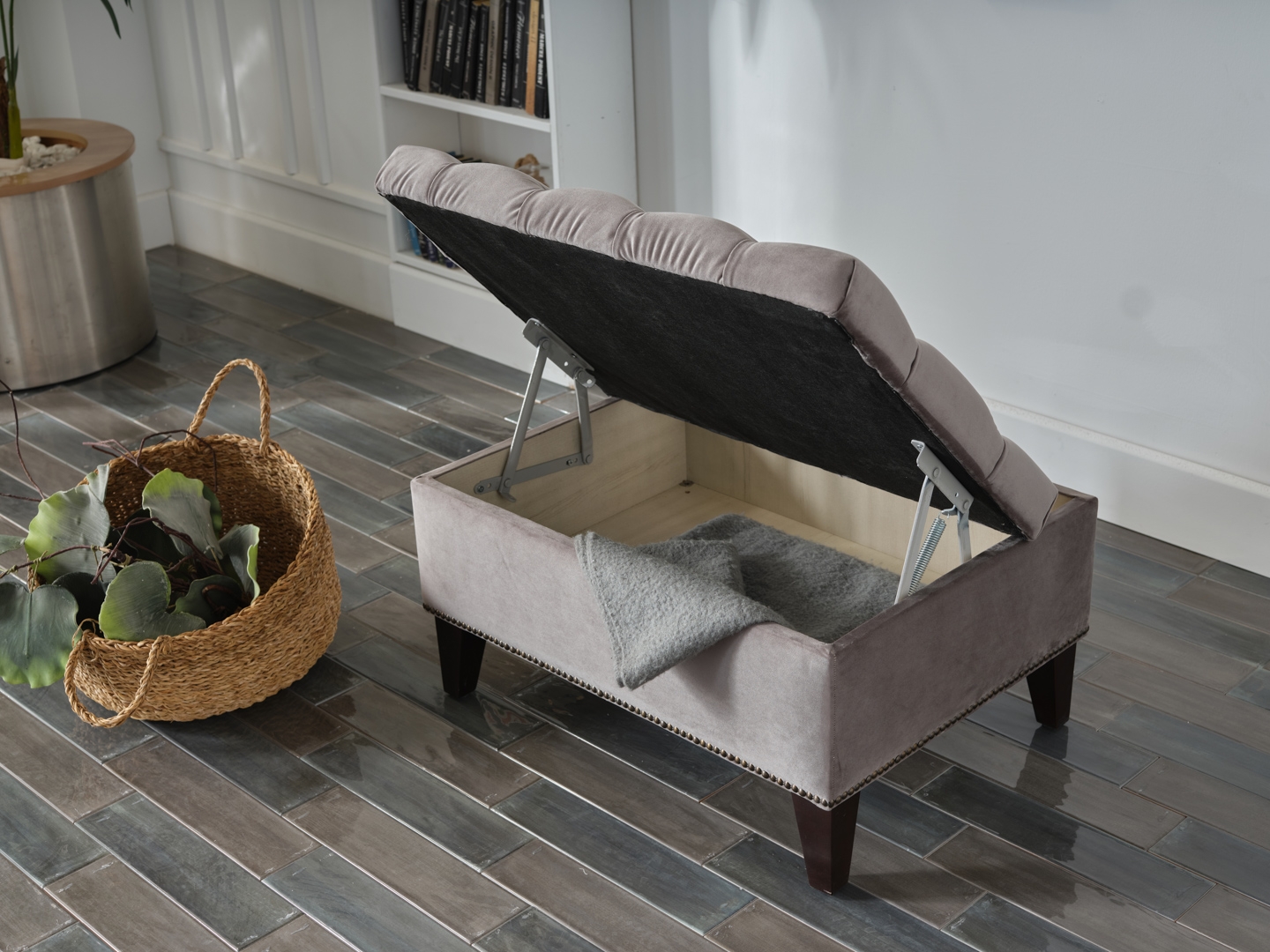 Cecilia Fabric Rectangle Storage Ottoman