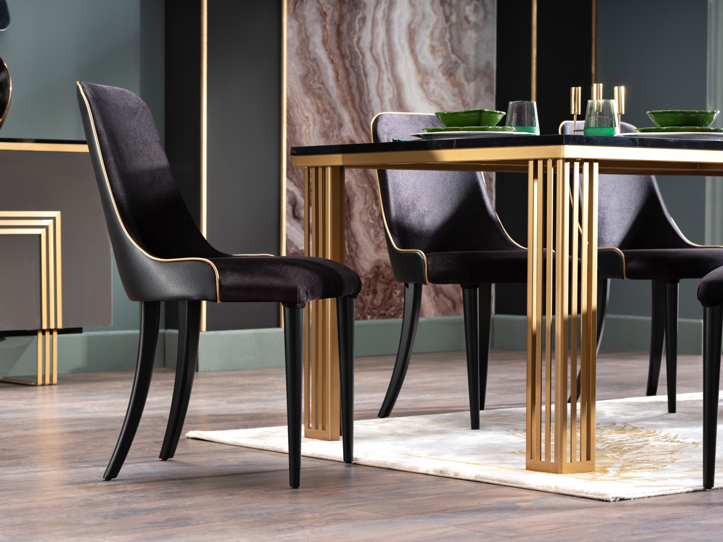 Carlino Marble/Metal Dining Set
