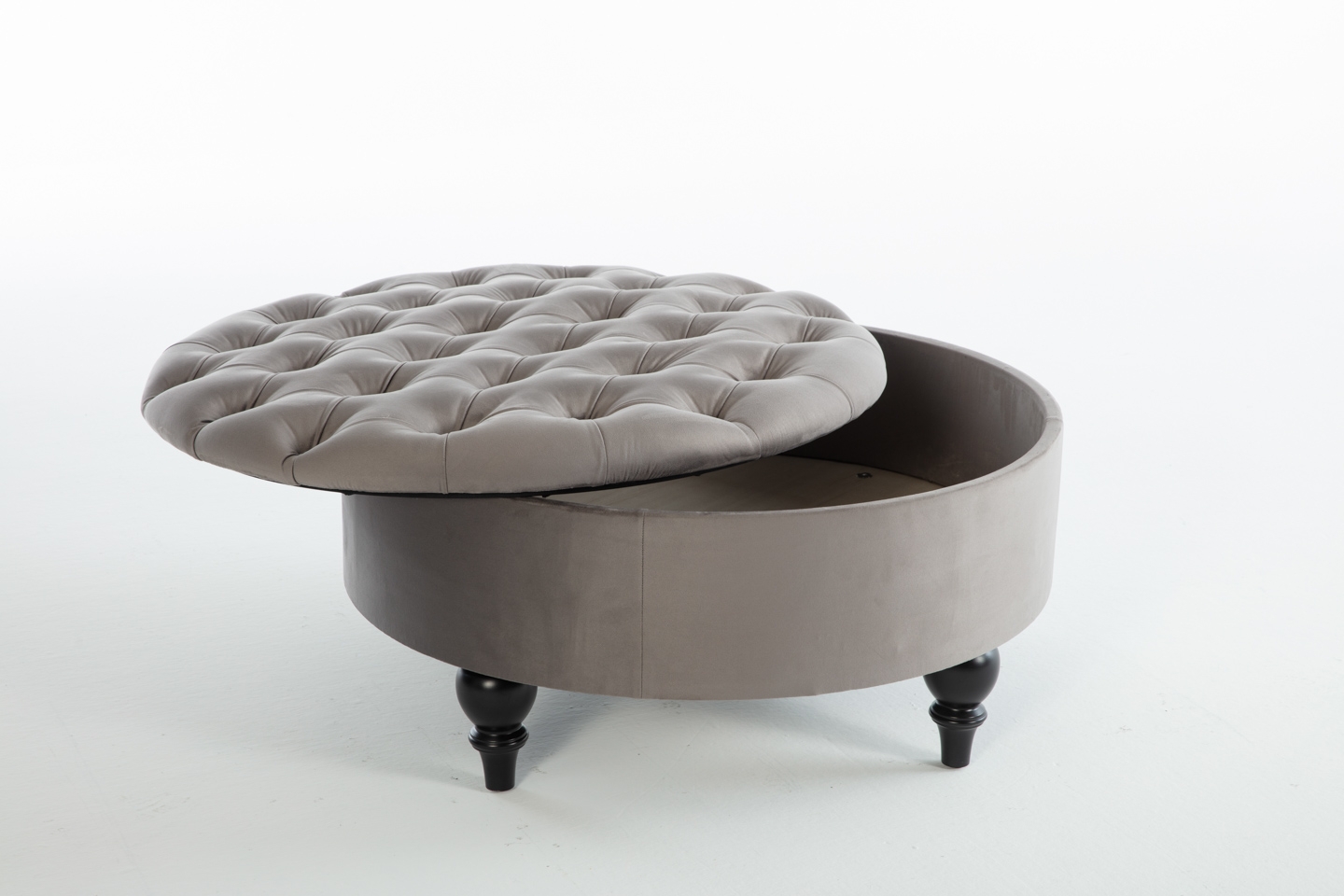 Suave Fabric Round Storage Ottoman
