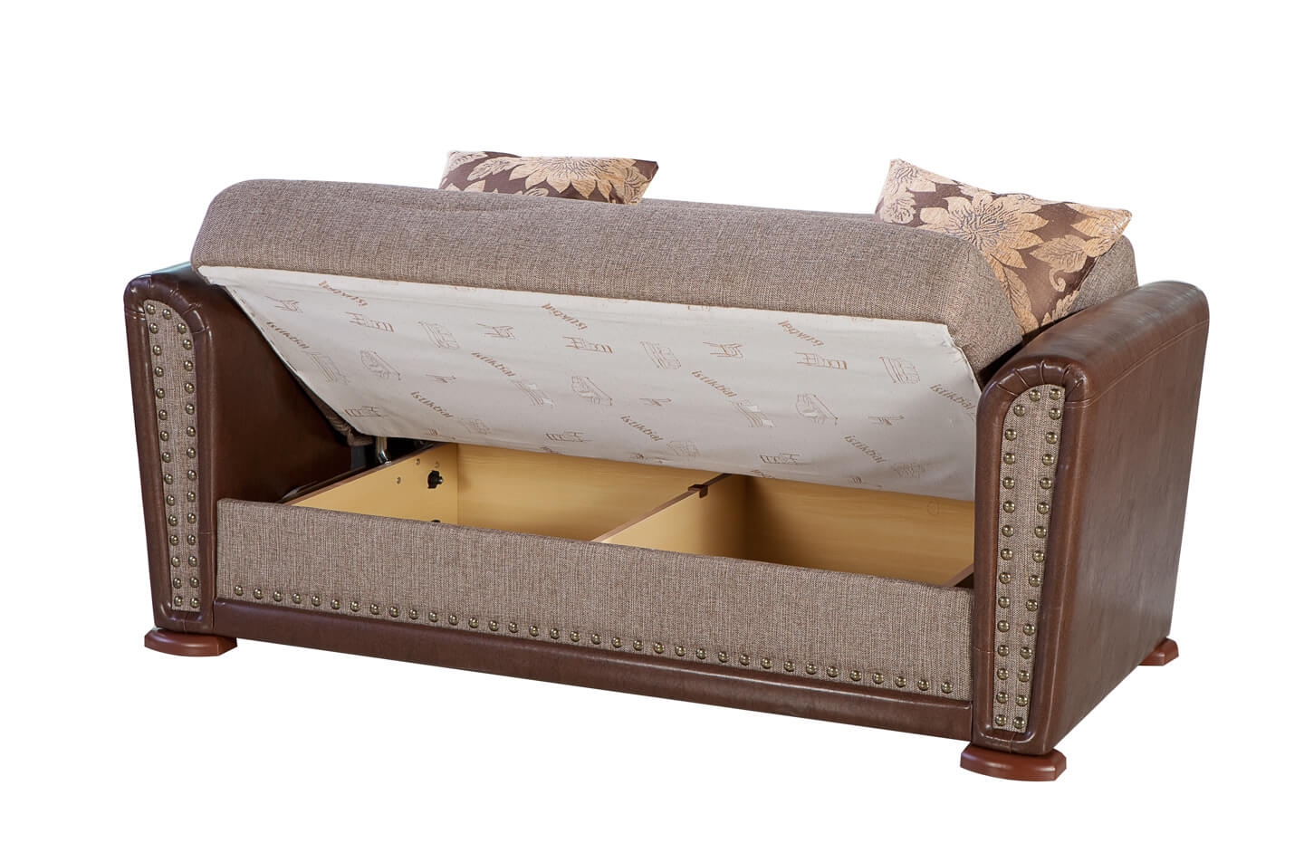 Alfa Fabric/PU Storage Sleeper Living Room Set
