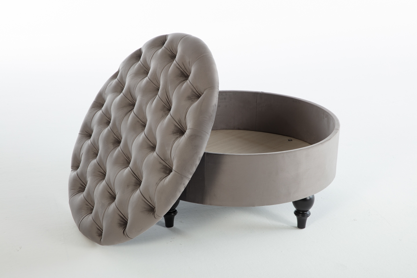 Suave Fabric Round Storage Ottoman