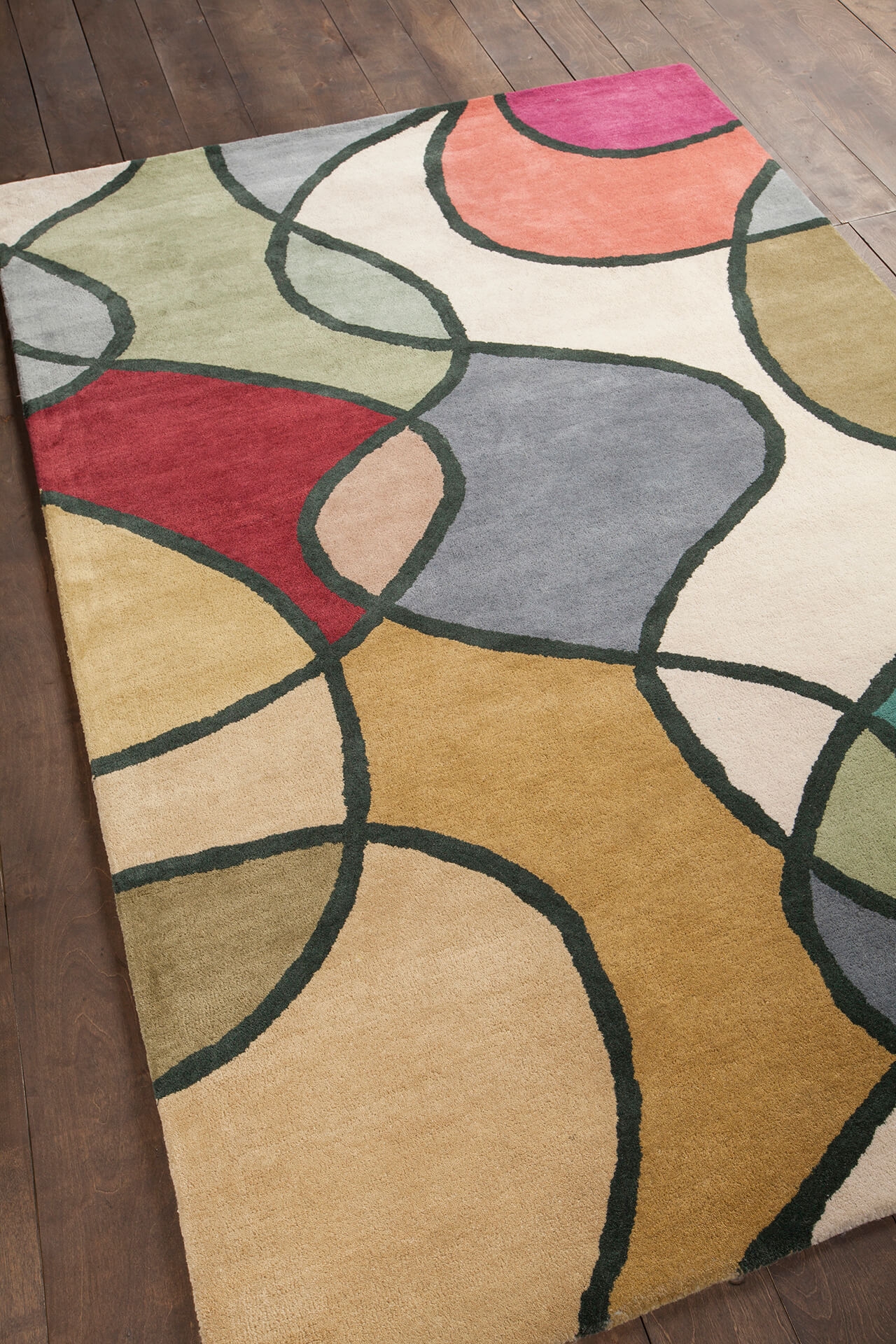 Bense Garza Wool Rectangular Hand-tufted Rug, 5' x 7'6"
