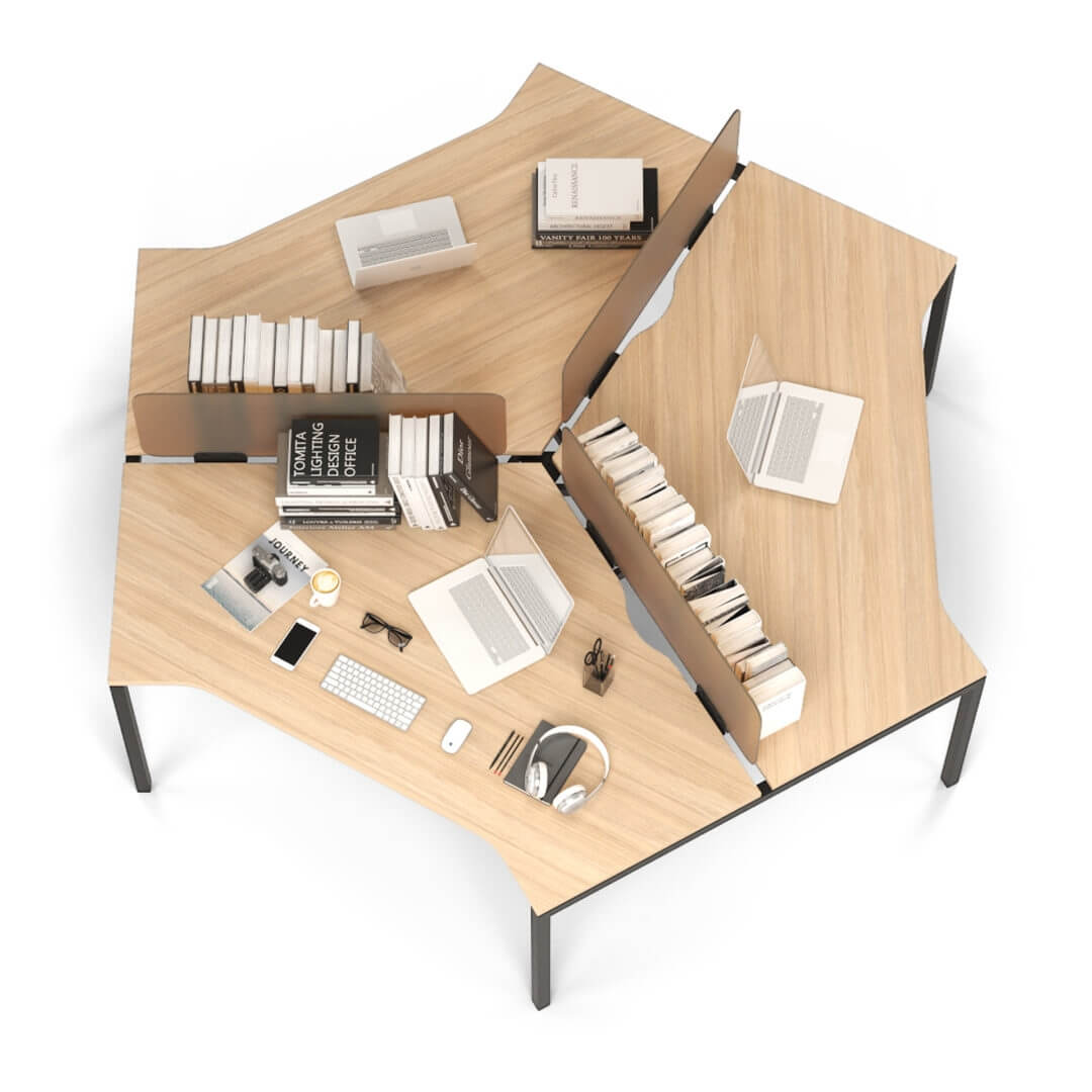 Nova U Office 3-Desk Bench w/Metal Frame