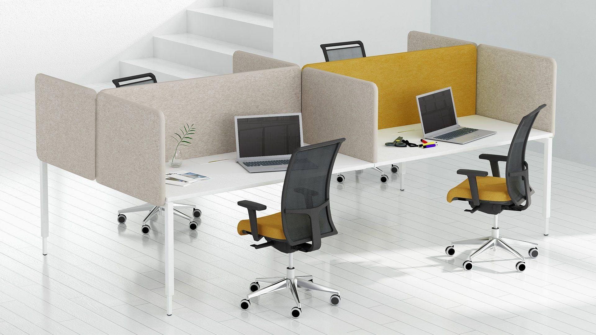 Top 530 Fabric Acoustic Desk Screen for HPL 70.8" Desk Bench (w/Fittings)