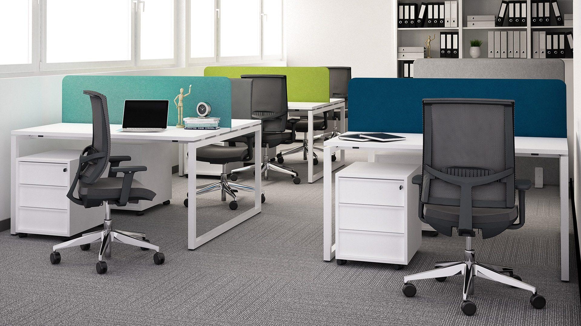 Nova 47.2" Fabric Desk Screen for 2-Desk Bench (w/Metal Fittings)