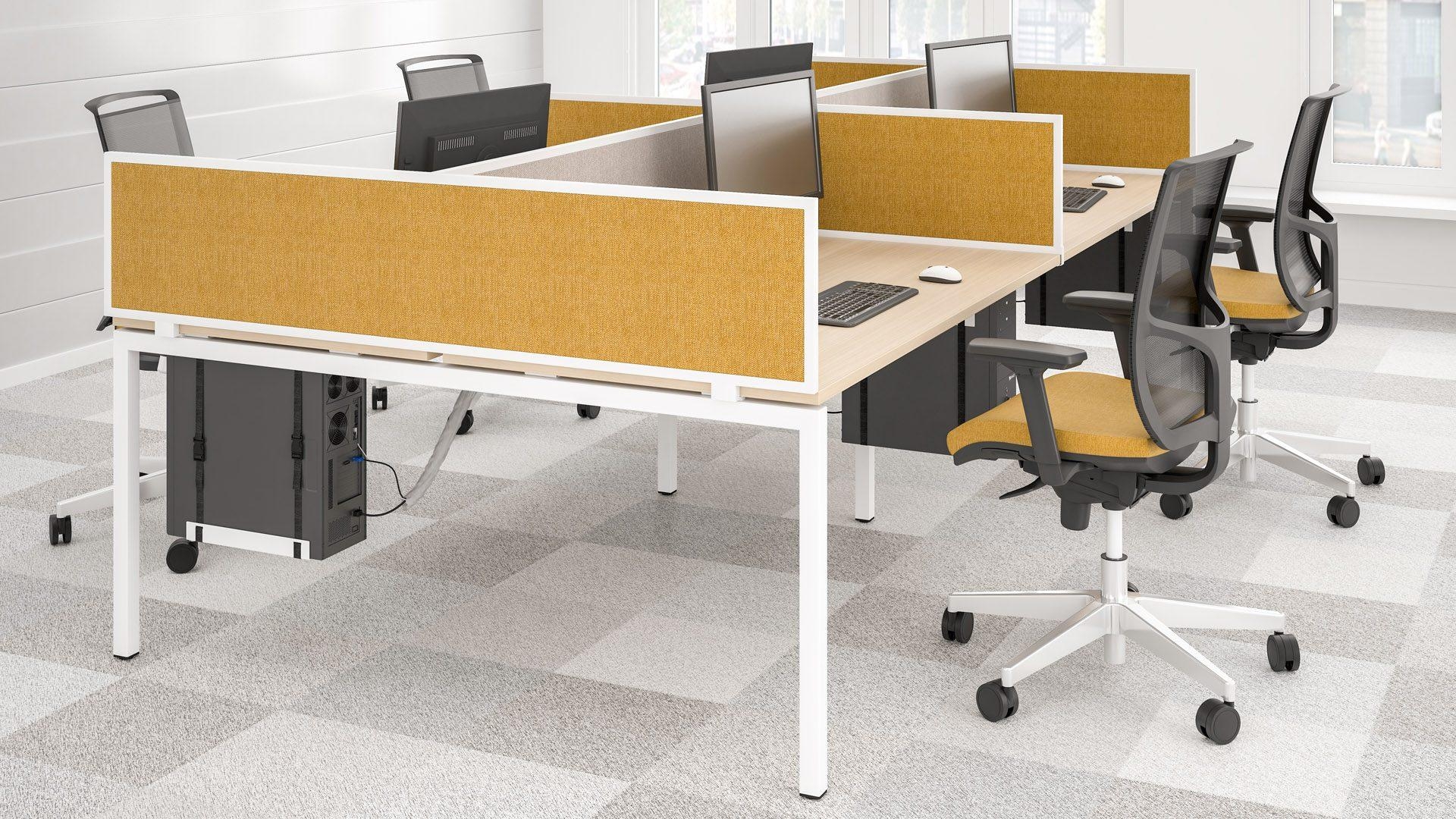 Nova Fabric Desk Screen w/Metal Frame for 4-Desk Bench (w/Metal Fittings)