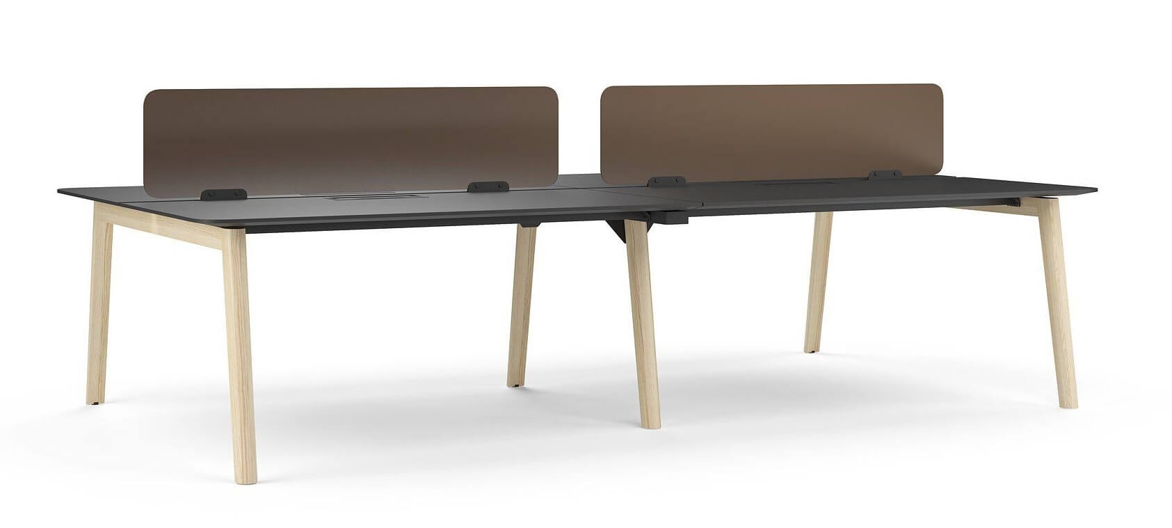 Nova Wood HPL D56.7" Office 4-Desk Bench w/4 Scallops