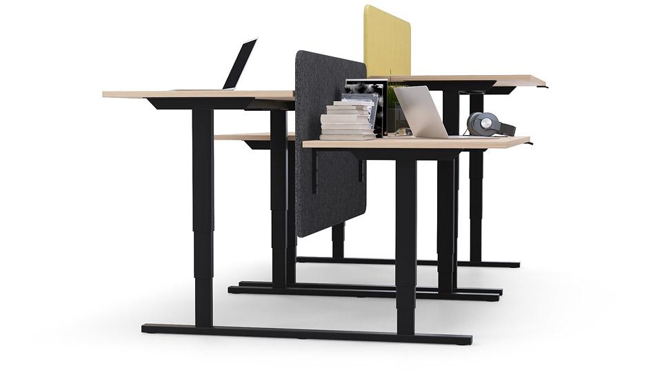 Easy 47.2" Adjustable 3-Column Sit-Stand Office 2-Desk Bench