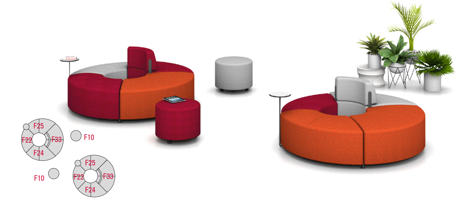 Modular soft seating Bend