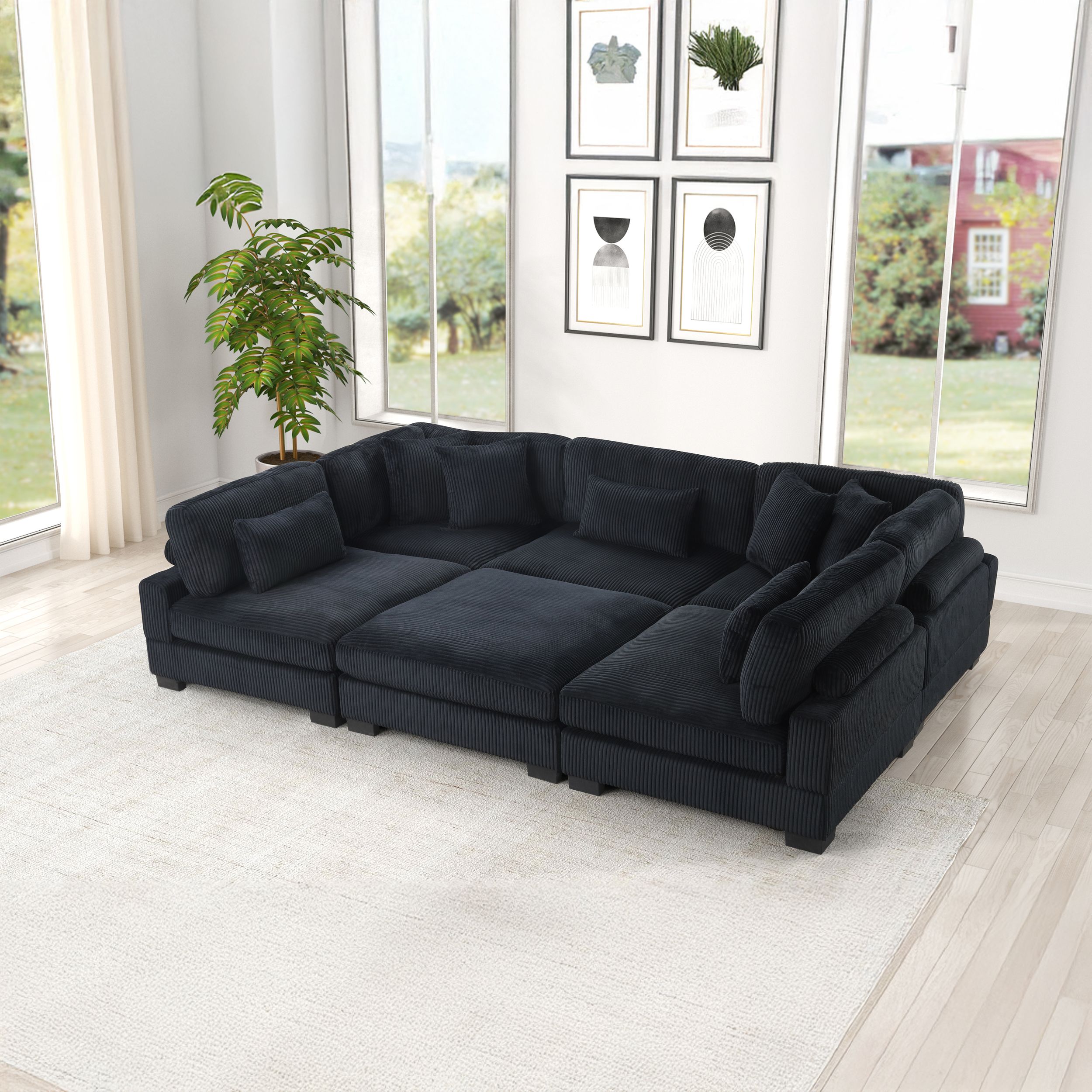 Bentley Corduroy Fabric Customizable Living Room Set