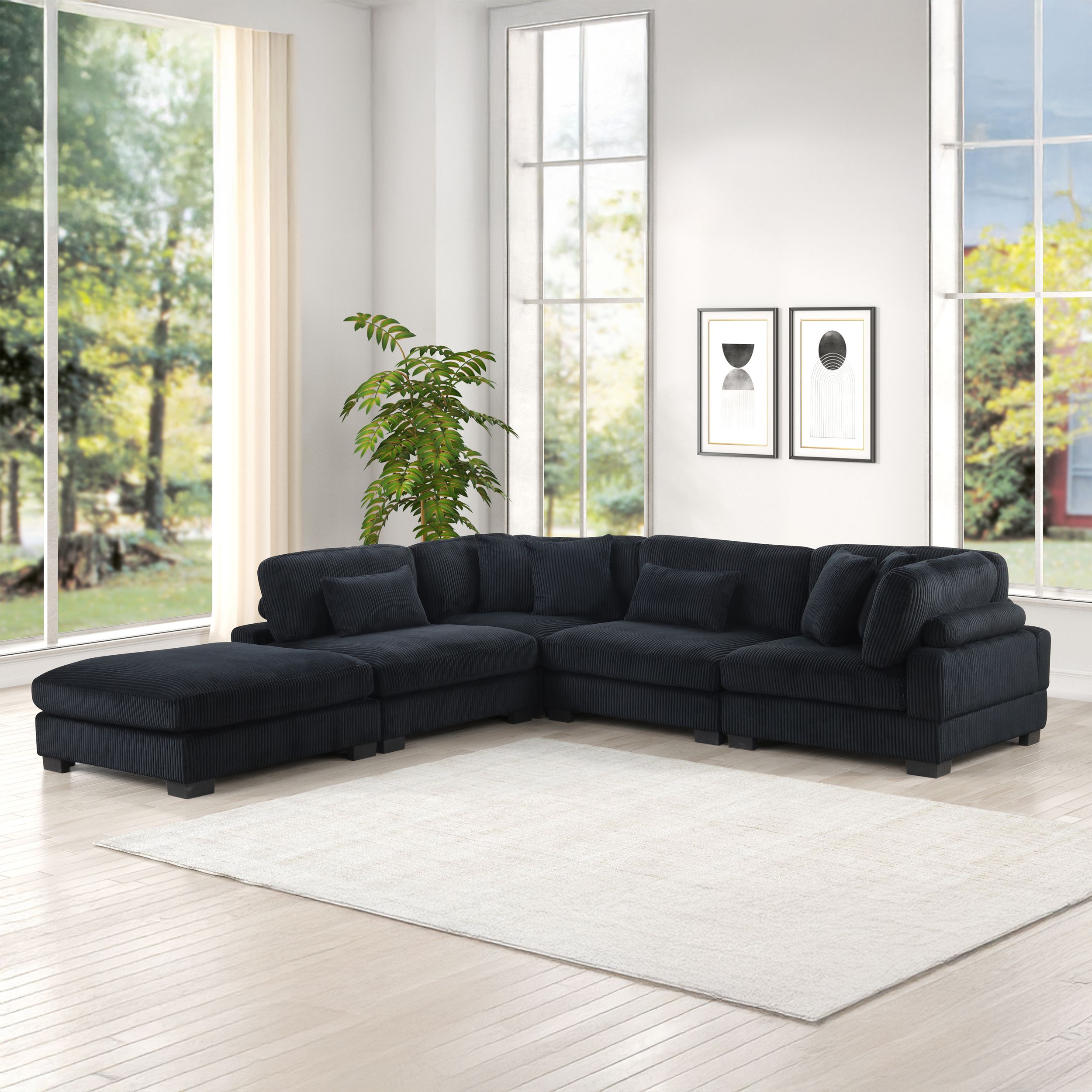 Bentley Corduroy Fabric Customizable Living Room Set