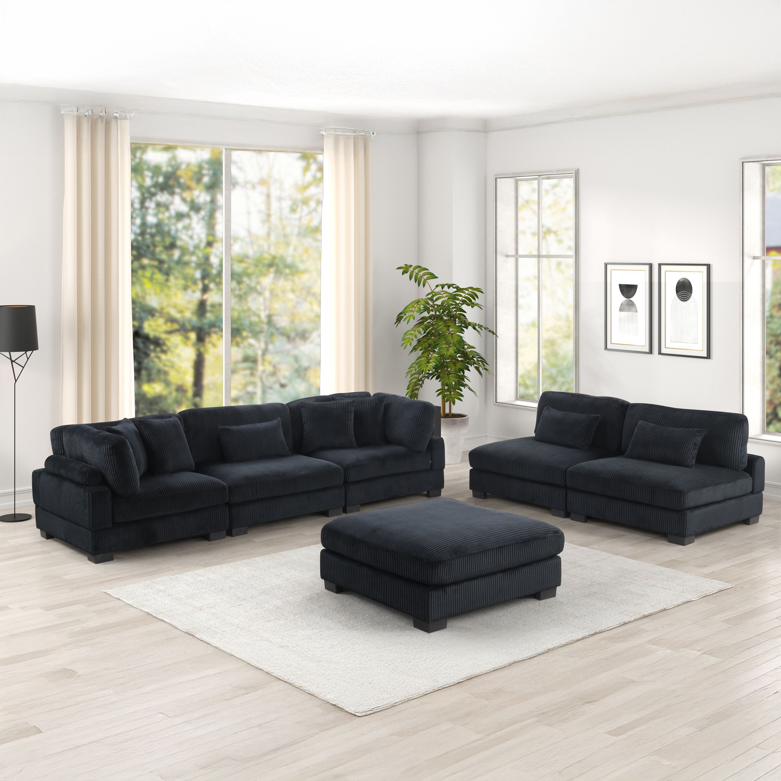 Bentley Corduroy Fabric Customizable Living Room Set