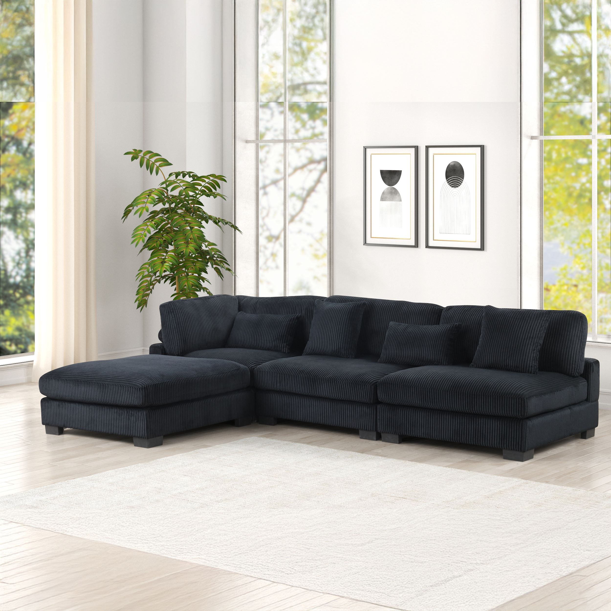 Bentley Corduroy Fabric Customizable Living Room Set