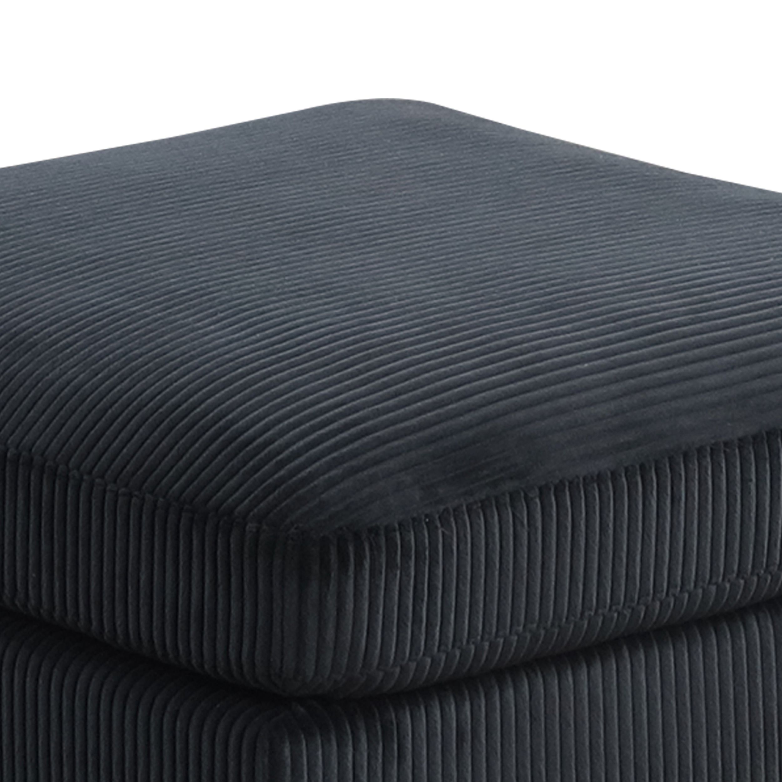 Adeco 17 Inch High Striped Flannel Black Cube Ottoman Storage