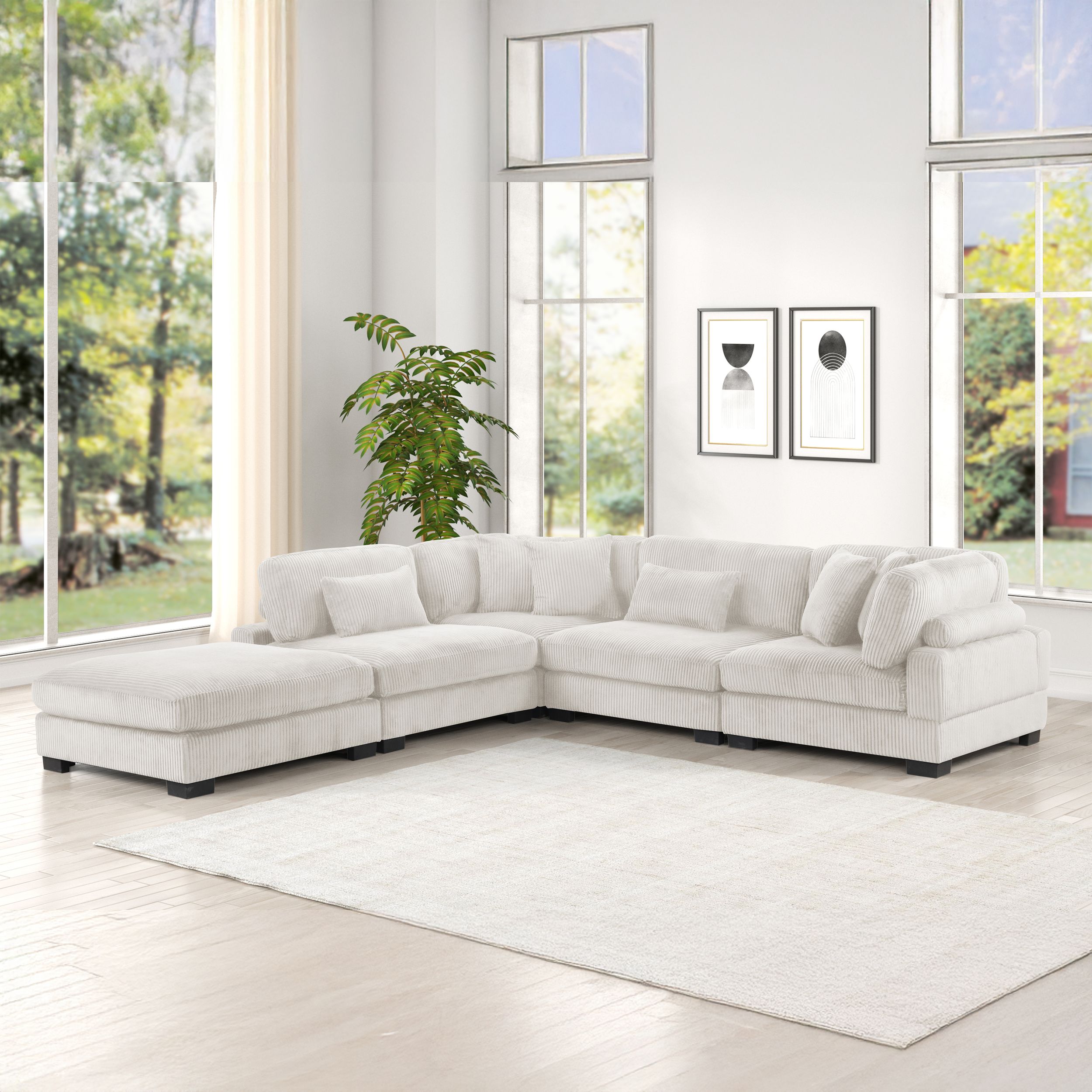 Bentley Corduroy Fabric Customizable Living Room Set