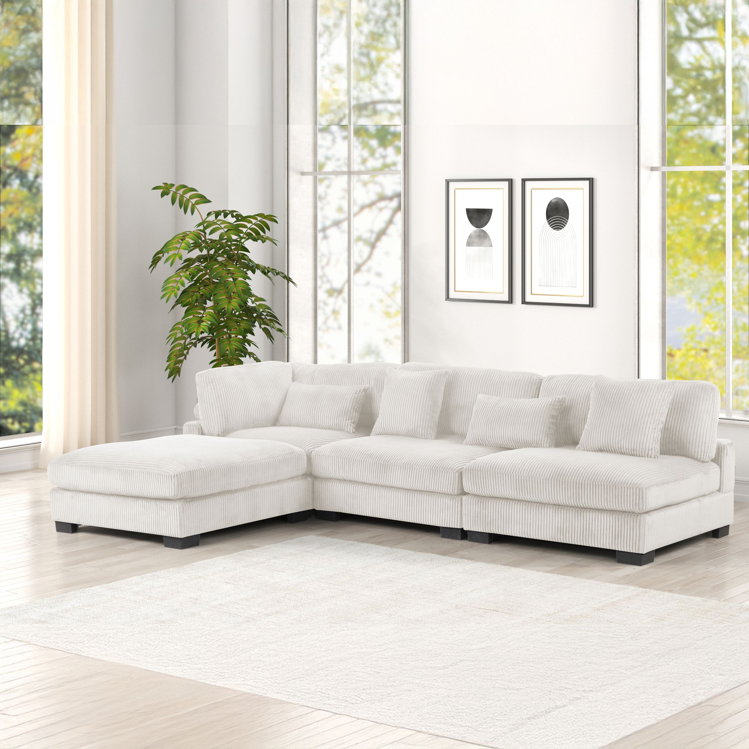 Bentley Corduroy Fabric Customizable Living Room Set