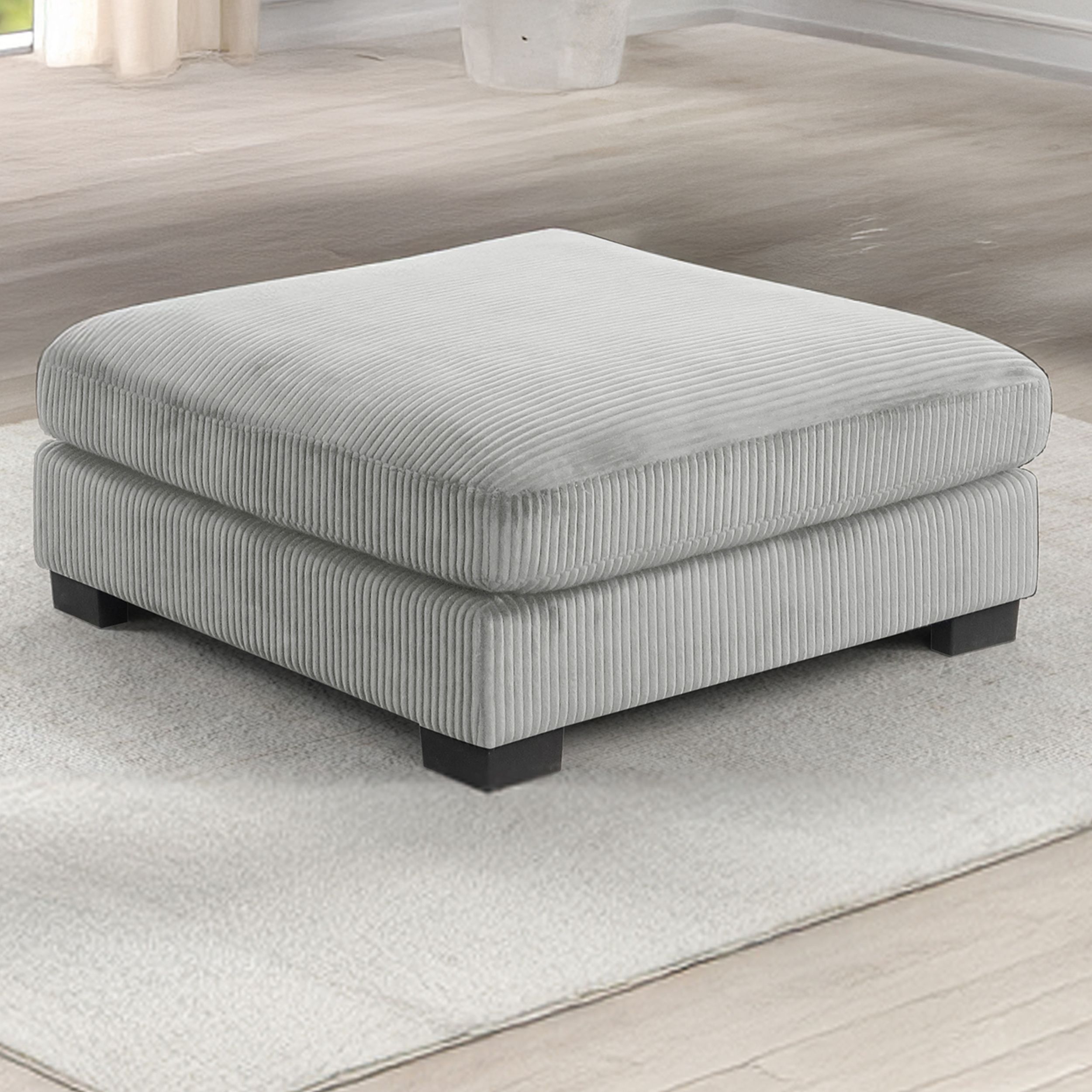 Modern Corduroy Fabric Oversized Accent Ottoman