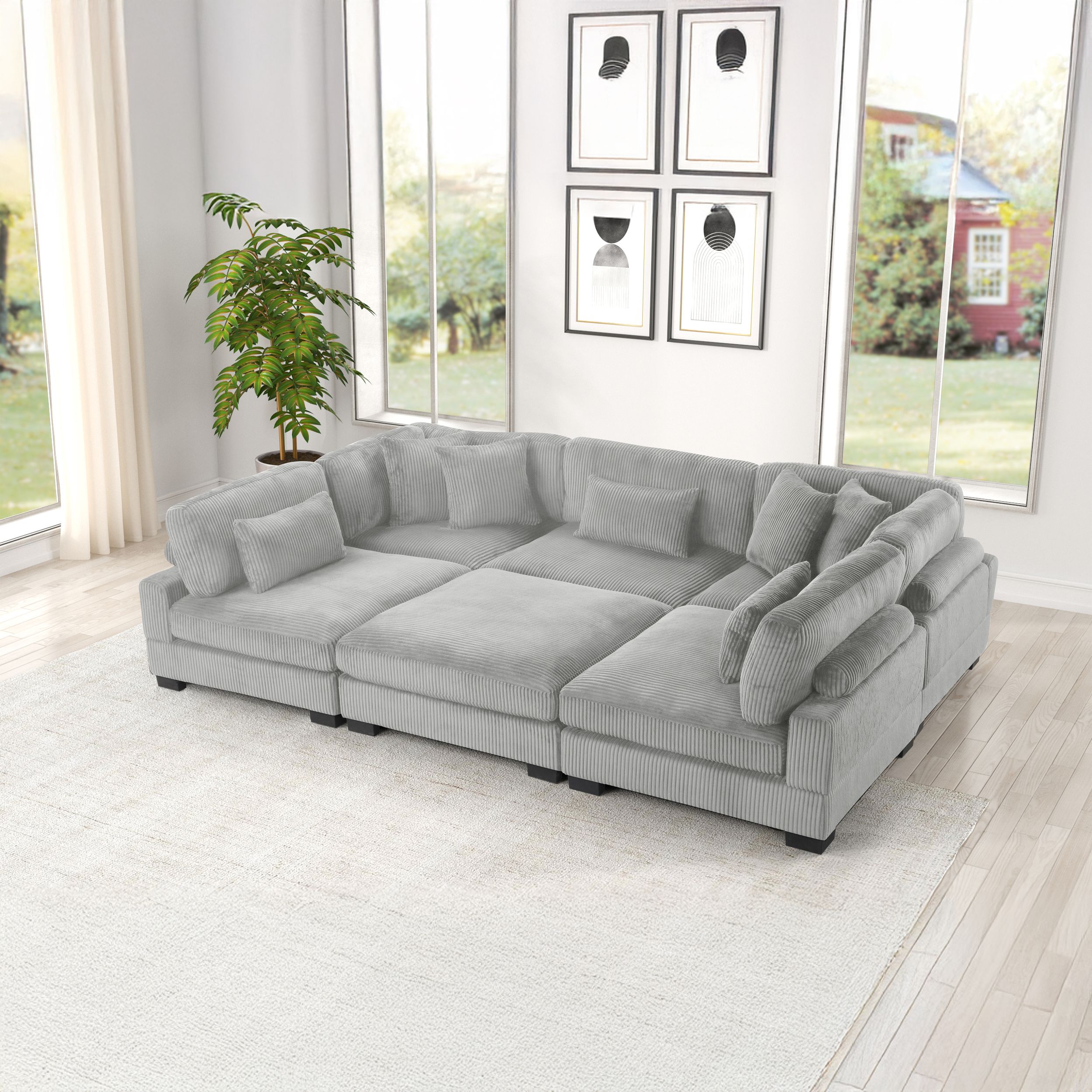 Bentley Corduroy Fabric Customizable Living Room Set