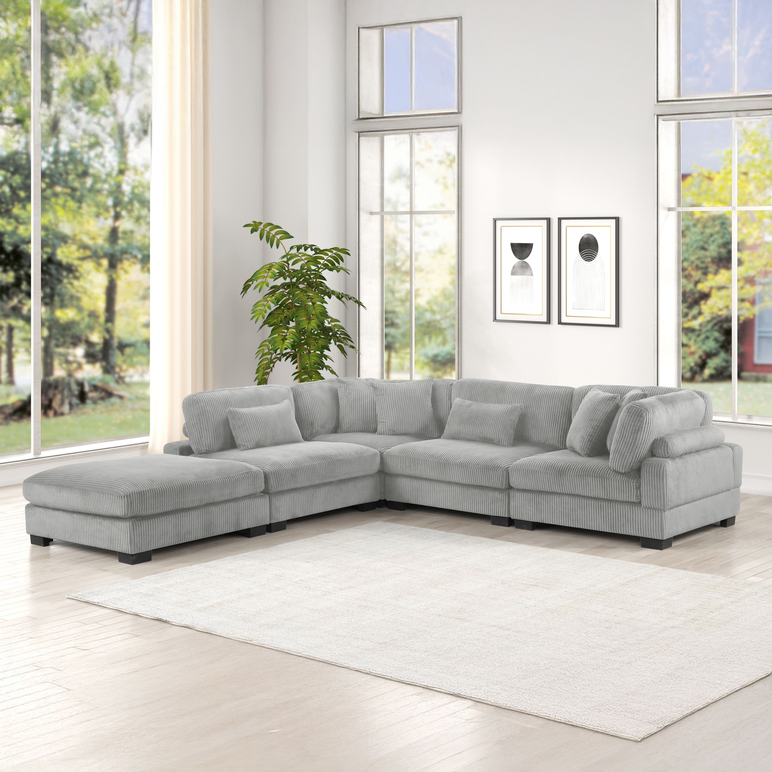 Bentley Corduroy Fabric Customizable Living Room Set